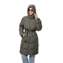 Jack Wolfskin Winter-Daunenmantel Frozen Lake Coat (winddicht, wasserabweisend) graugrün Damen